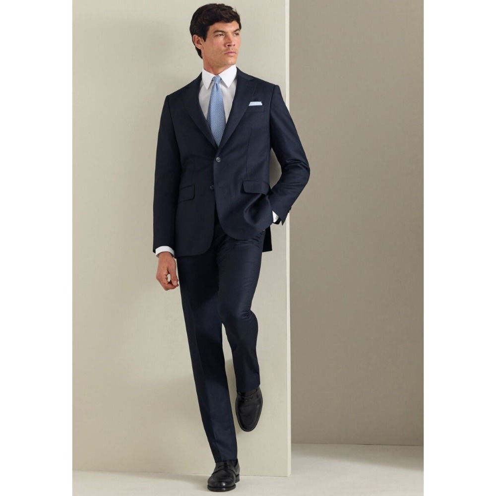 Charles Tyrwhitt Navy Birdseye Italian Luxury Suit 38S 32x32 Slim Fit Super 130s